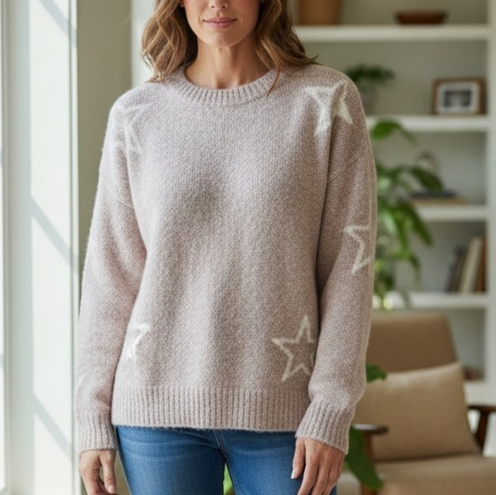 Star Pattern Crew Neck SOFT Sweater